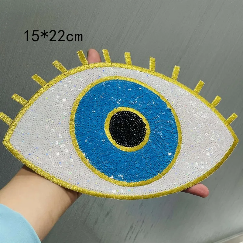 1 шт. Модные пайетки глаза большого размера на одежде, самостоятельное создание звездных глаз на серебряных крыльях аппликации вышивки на одежде.