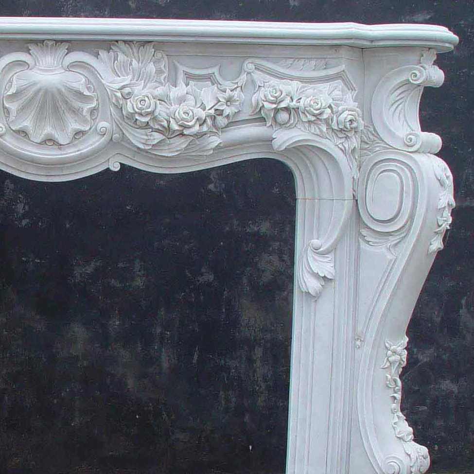 Мраморный каминный шкаф с резным камнем для гостиной в роскошном стиле |