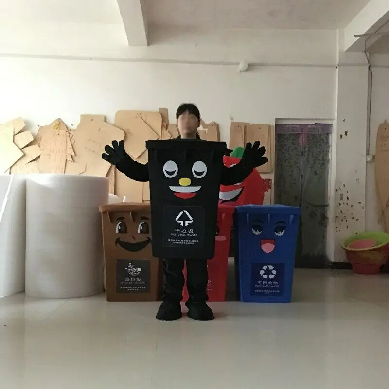 Мусорный бак талисман костюм Косплэй Вечерние игры платье наряд на Хэллоуин для
