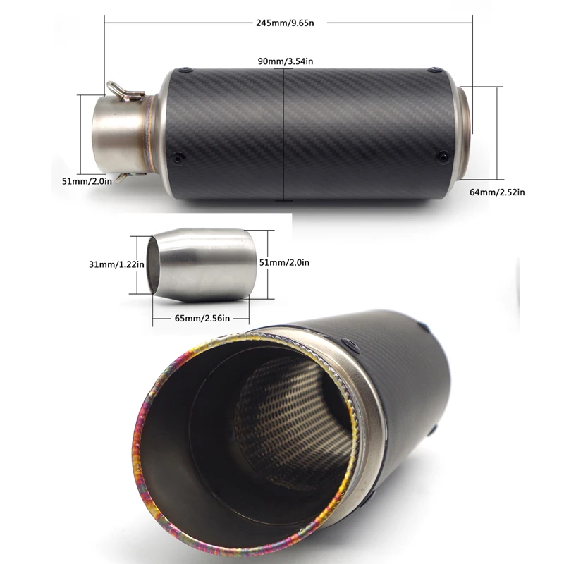 Выхлопная труба для мотоцикла 37 61 мм углеродное волокно дБ глушитель аксессуары