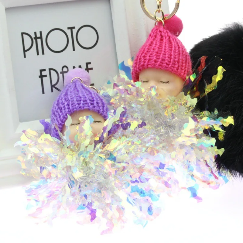 Плюшевые брелки Спящая кукла цветок помпон кролик мех мяч брелок пушистый