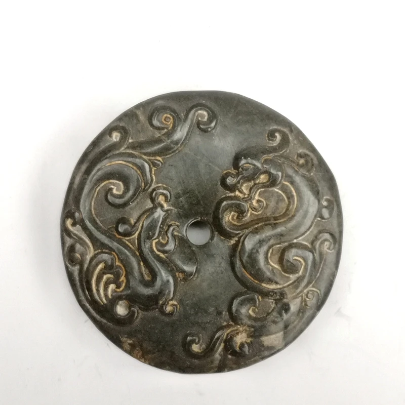 

YIZHU культиватор художественная коллекция Старого Китая хуншанская культура черный магнит нефрит Феникс дракон кулон