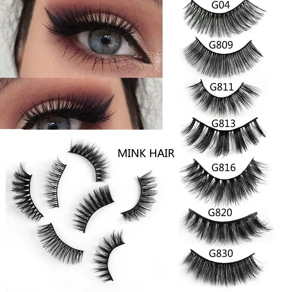 

SKONHED 5 Pairs Natural Makeup Reusable Handmade Voluminous Wispy Lashes False Eyelashes 3D Mink Hair Extension Tools