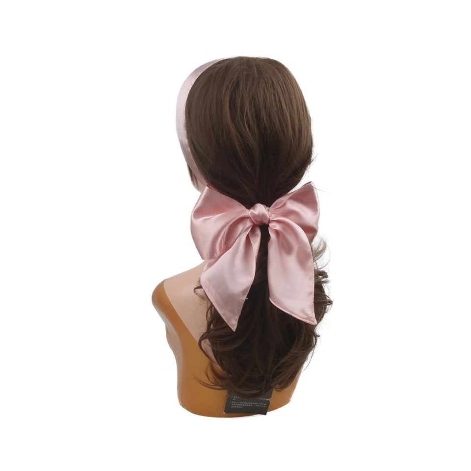 Роскошная шелковая атласная лента для волос повязка на голову с логотипом заказ