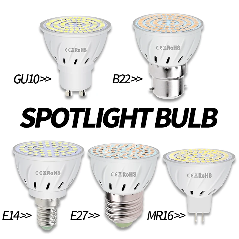 

220V LED GU10 Spotlight Bulb E27 Corn Lamp E14 Lampada Led B22 Ampoule 5W 7W 9W MR16 Bombillas For Home Energy Saving Lighting