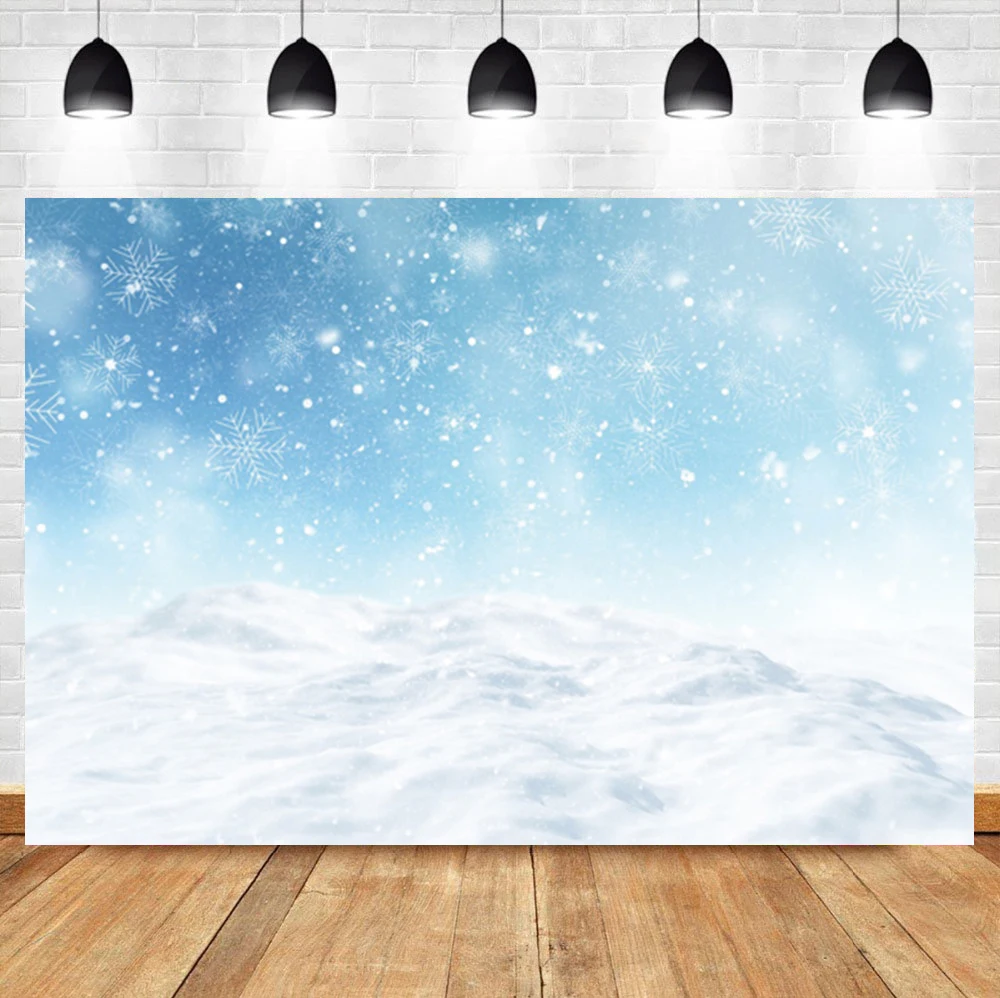 

Laeacco Winter White Blue Snowflake Christmas Birthday Portrait Photo Background Photographic Backdrop For Photo Studio
