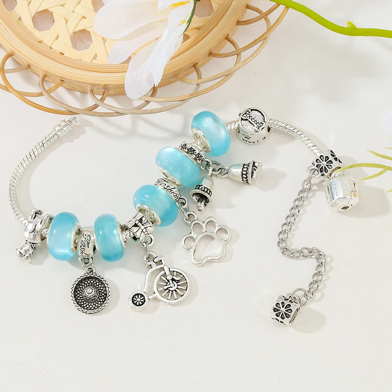 Новый дизайн Подвесные Браслеты в виде собачьей лапы на велосипеде с синими