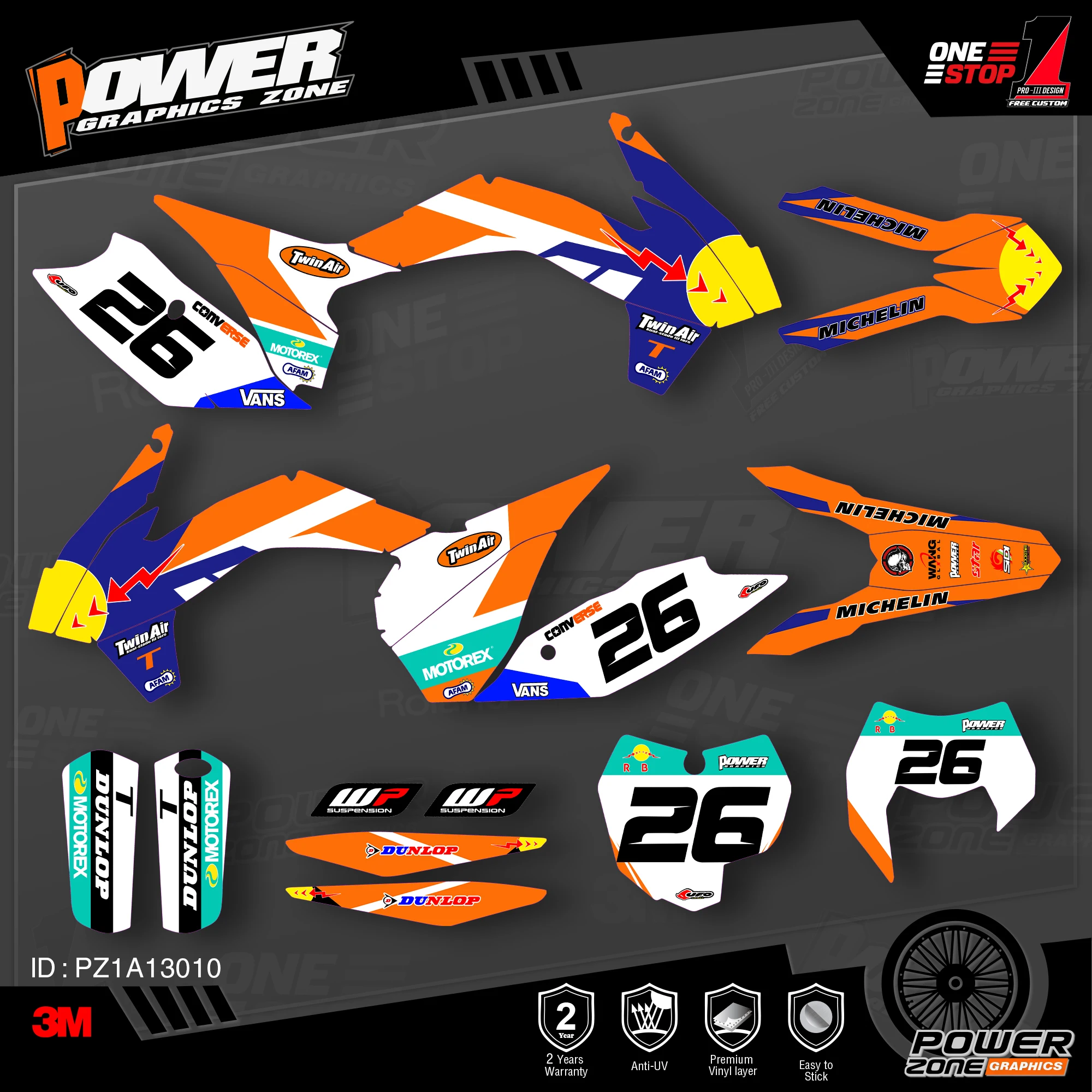 Персонализированные графические фоны PowerZone Team наклейки 3M Набор наклеек для KTM SX SXF