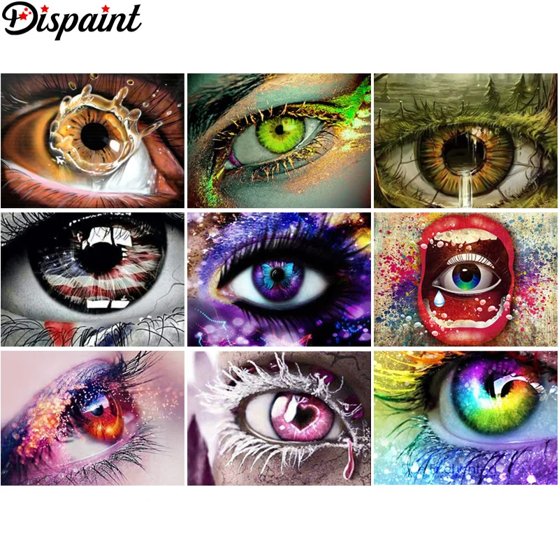 

Алмазная вышивка Dispaint DIY, алмазная живопись, Набор для вышивки крестом, «цветной глаз», пейзаж, 5D, домашнее украшение с бриллиантами