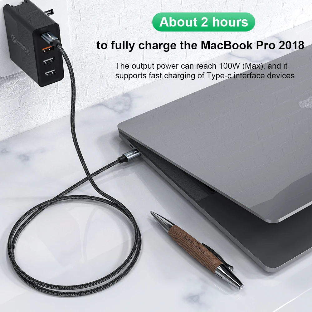 Кабель KEYSION 100 Вт USB C к Type USBC PD шнур для быстрой зарядки USB-C кабель Type-c Redmi Note9 Samsung S20
