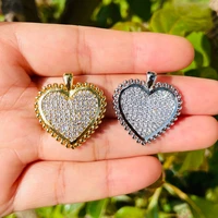 5pcs cubic zirconia pave heart charm exquisite pendant for women bracelet girl necklace making gold plate jewelry accessory bulk