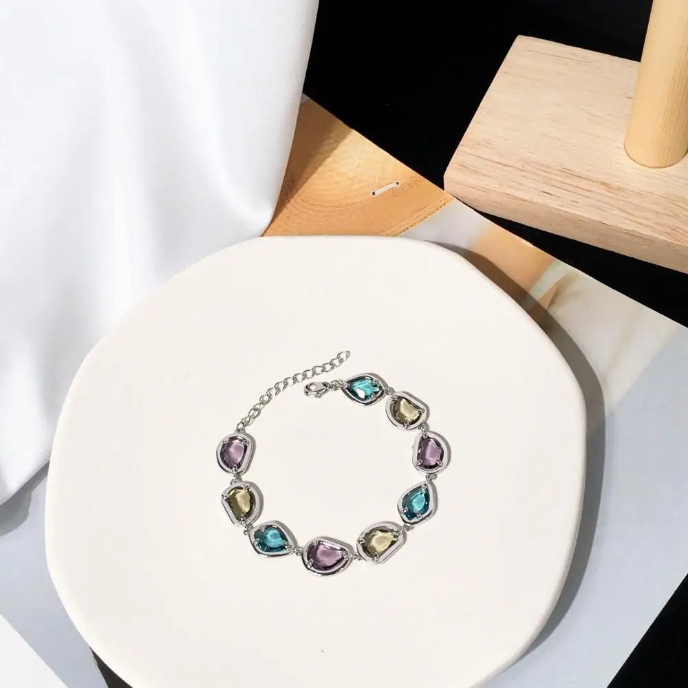 Женский браслет с кристаллами роскошный романтичный цвета розового золота