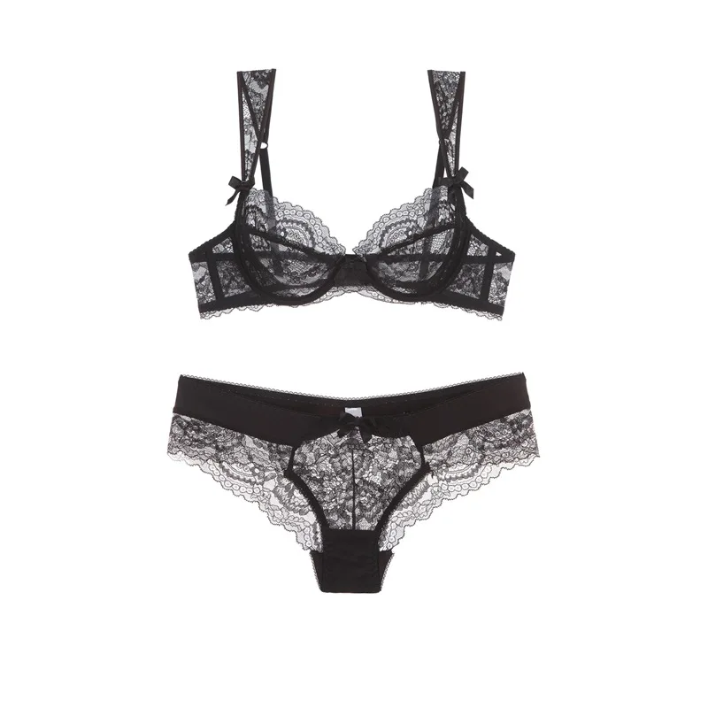 

Женский комплект с бюстгальтером, модный Ультра-тонкий дышащий Женский сексуальный бюстгальтер, нижнее белье большого размера, кружевной к...