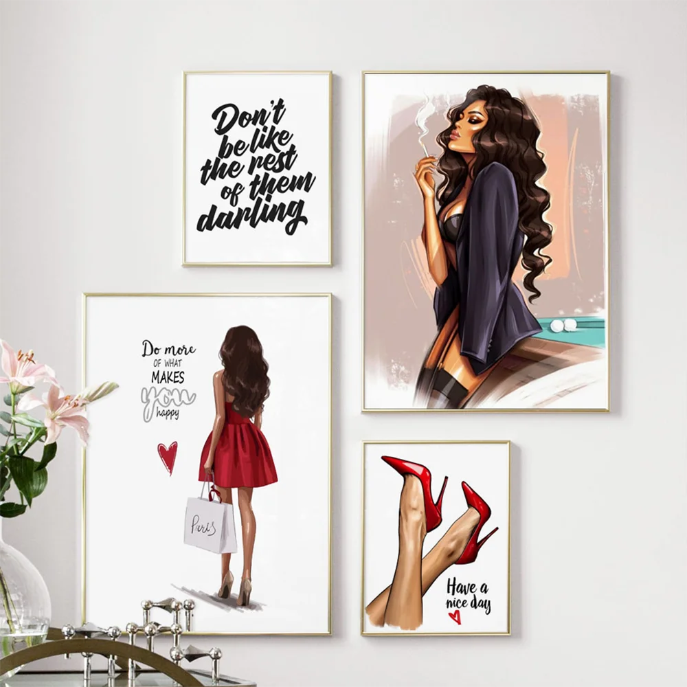 

Fashion Poster Sexy Woman Girl Art Print Red High Heel Canvas Painting Nordic Wall Pictures For Living Room Decorative Paintings