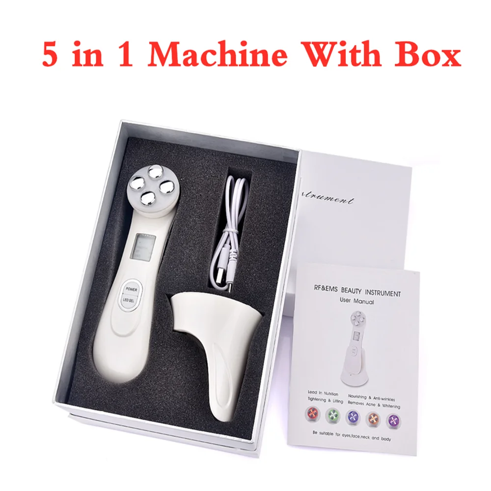 5 in 1 With Box 6 в 1 мезотерапия Электропорация радиочастотный светодиодный фотонный светильник для лица Массажер для лифтинга лица - Цвет: 5 in 1 With Box