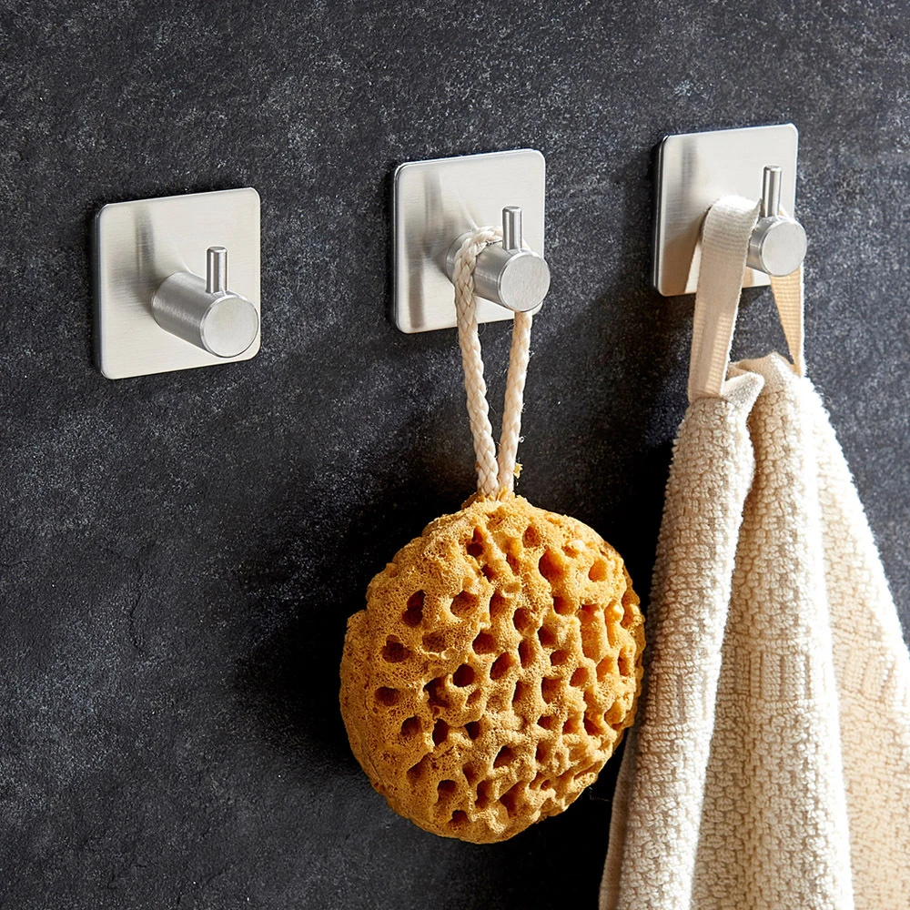 

304 Stainless Steel Self Adhesive Hook Wall Door Clothes Coat Hat Hangers Key Rack Household Kitchen Bathroom Organization