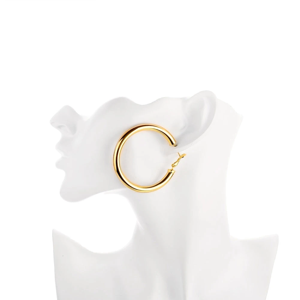 

INALIS European And American style Hoop Earrings For Women Gold Color Round Earring Anniversary Simple Fashion Jewelry Hot Sale