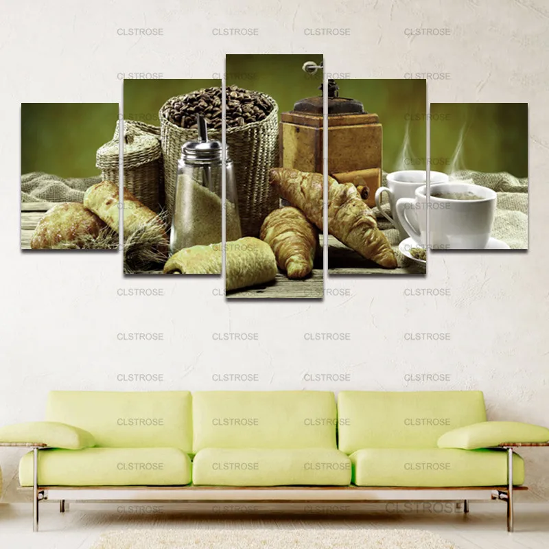 

Dessert and Coffee Decoration Canvas Painting Green Home Living Room Dining Room Wall Art Decoration Canvas Painting Frameless