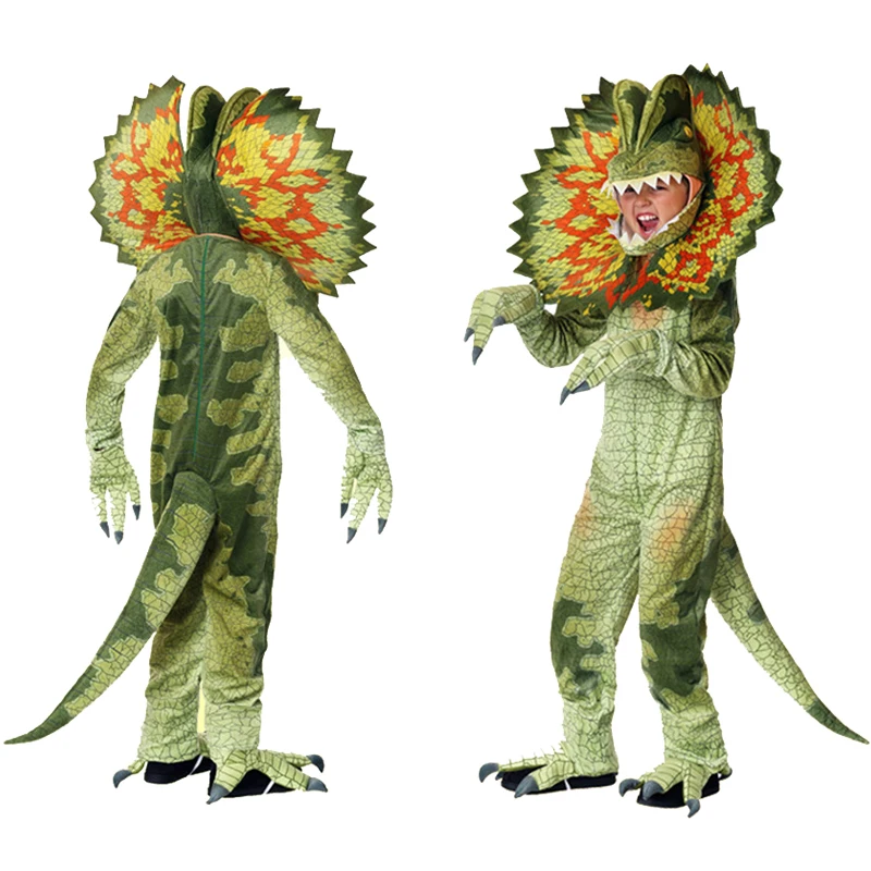 Динозавров Dilophosaurus костюмы на Хэллоуин Костюм для мальчиков косплея Для Девочек