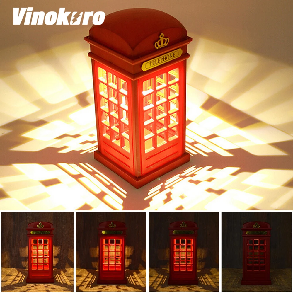 Перезаряжаемый ночник ретро светильник для телефонной будки настольная лампа с