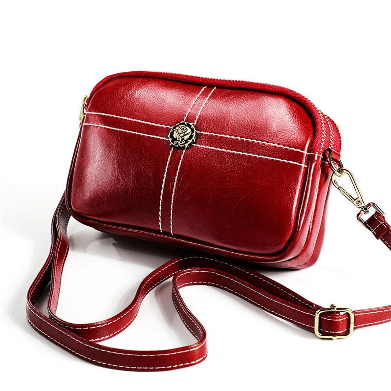 

Сумка женская из натуральной кожи, саквояж кросс-боди с маленьким клапаном, Повседневная сумочка-мессенджер однотонного цвета