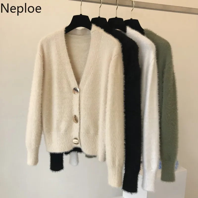 Neploe V шеи трикотажные укороченные кардиганы свитер женский свободный мягкий Crazy
