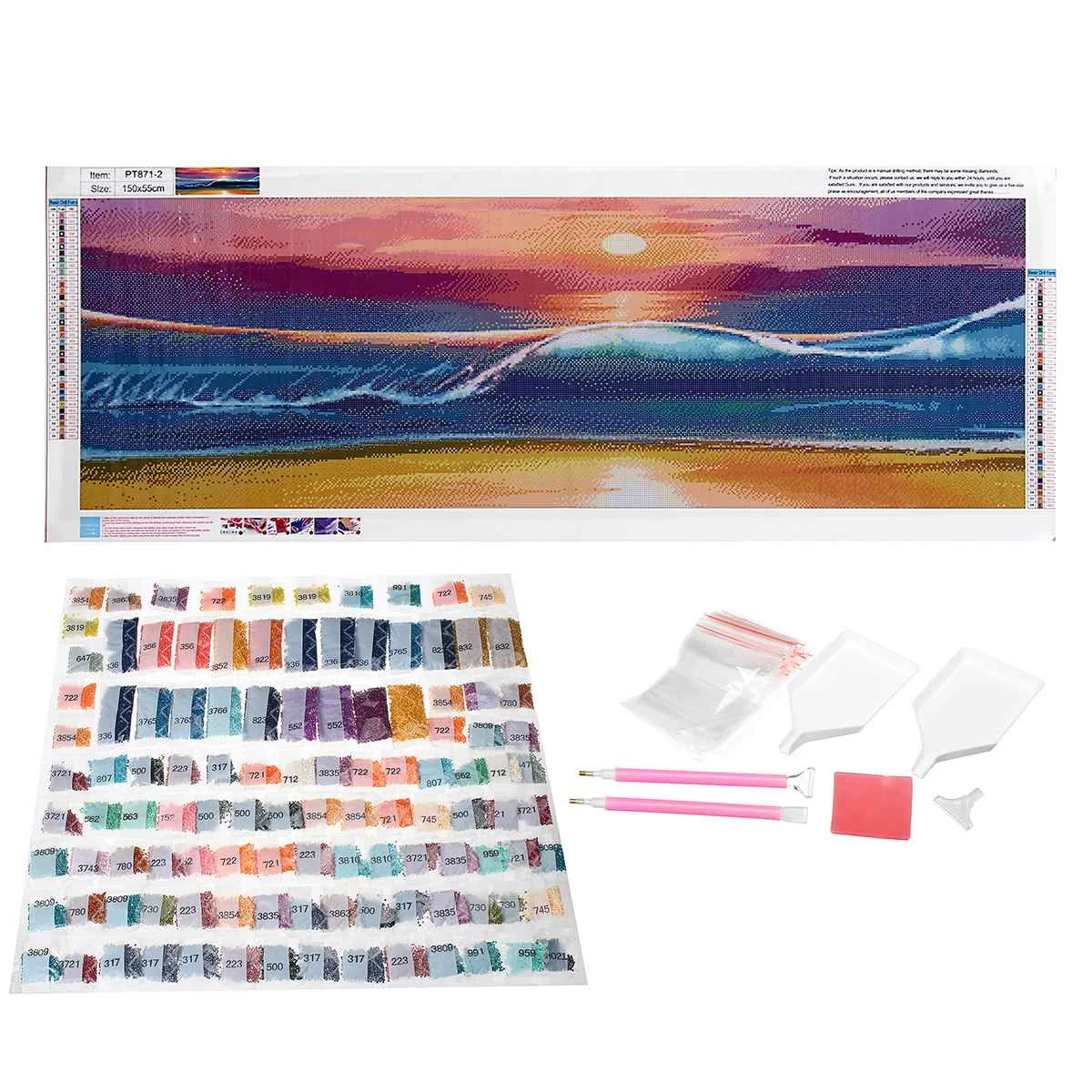 

150X55CM Full Drill 5D DIY Diamond Embroidery Seaside Sunset Diamond Painting Cross Stitch Rhinestone Mosaic Decoration Gift