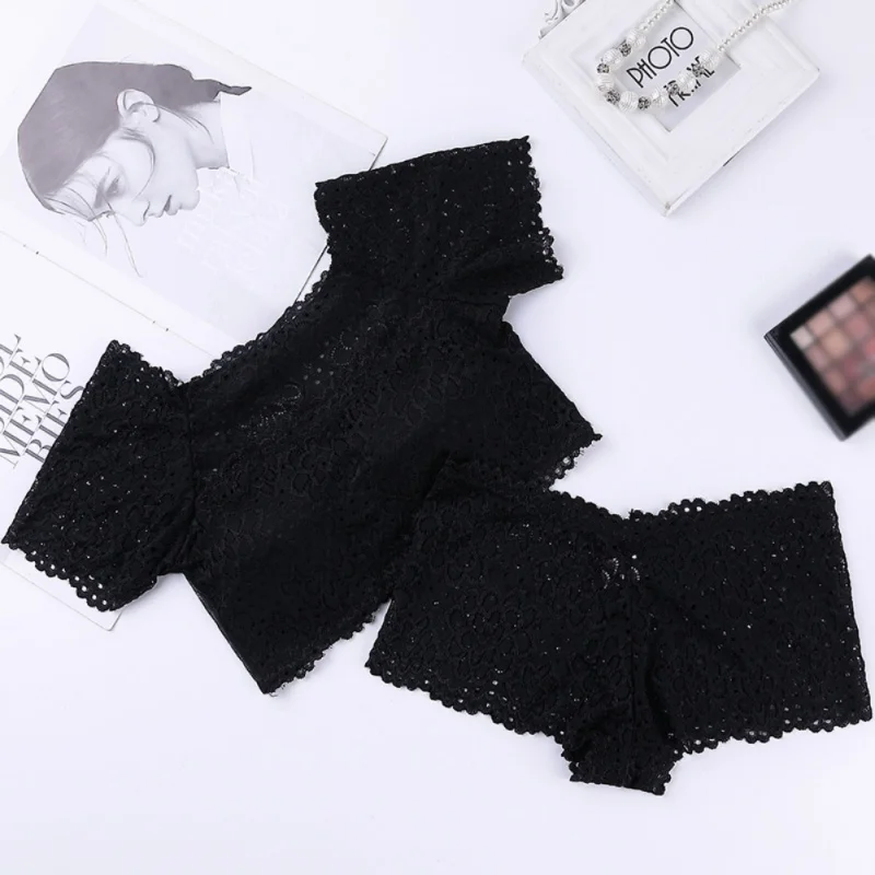 Комплект женского нижнего белья с открытыми плечами пикантный высокоэластичный