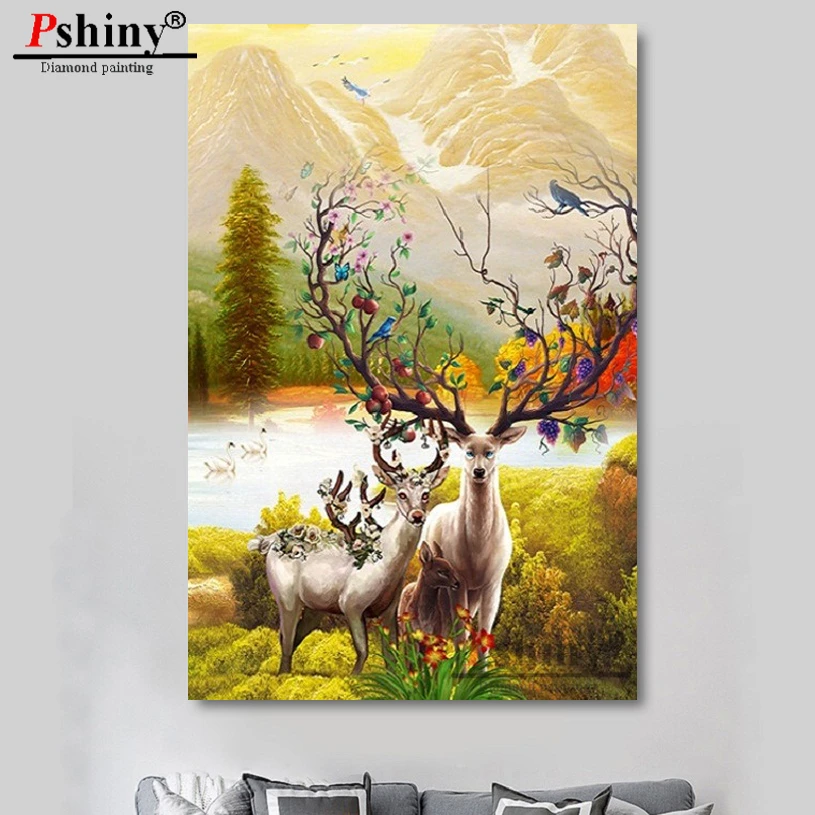 

Набор для алмазной вышивки «сделай сам», картина с изображением животных, лося, вышивка крестиком, квадратная круглая мозаика 3d, домашний по...