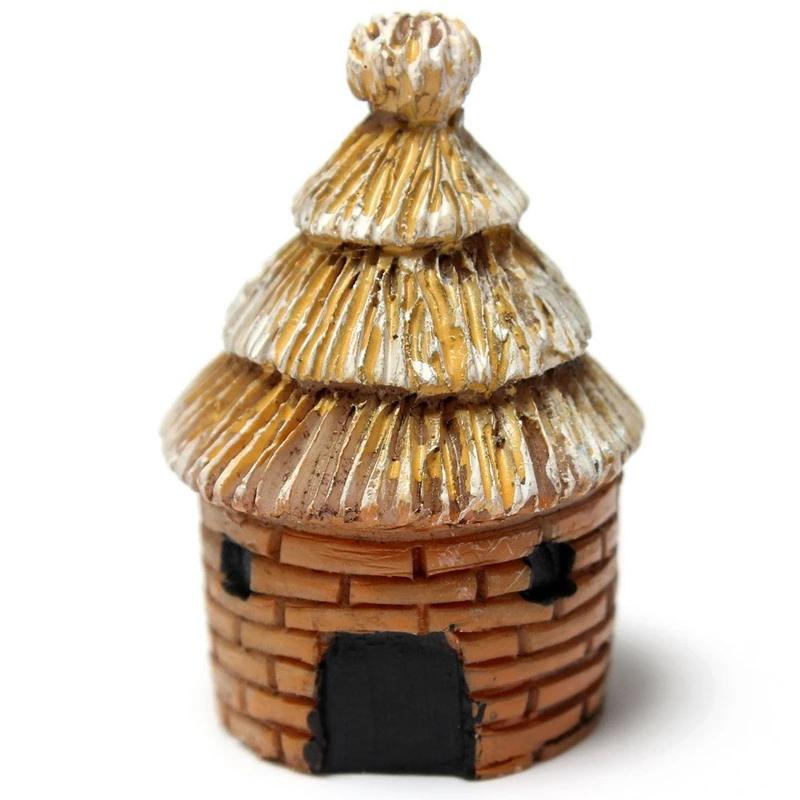 Thatched House Miniature Garden Craft Landscape Plant Flower Pot Bonsai Decor Fairy Ornament Small | Дом и сад