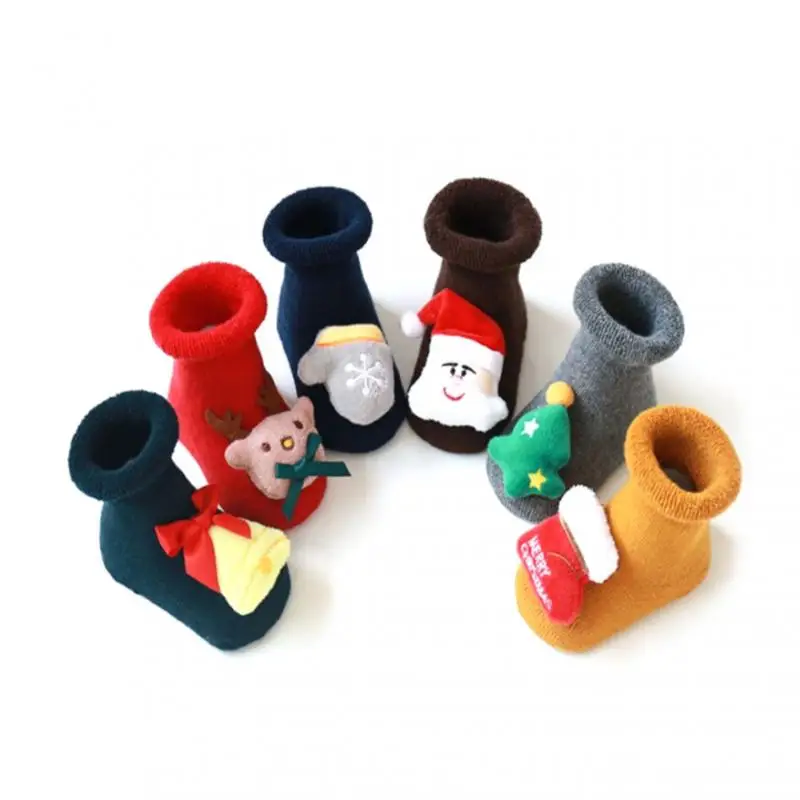 

0-3 Y Baby Socks Christmas Anti Slip Short Socks For Baby Newborn Winter Warm Infant Cartoon Socks For Babies Baby Care