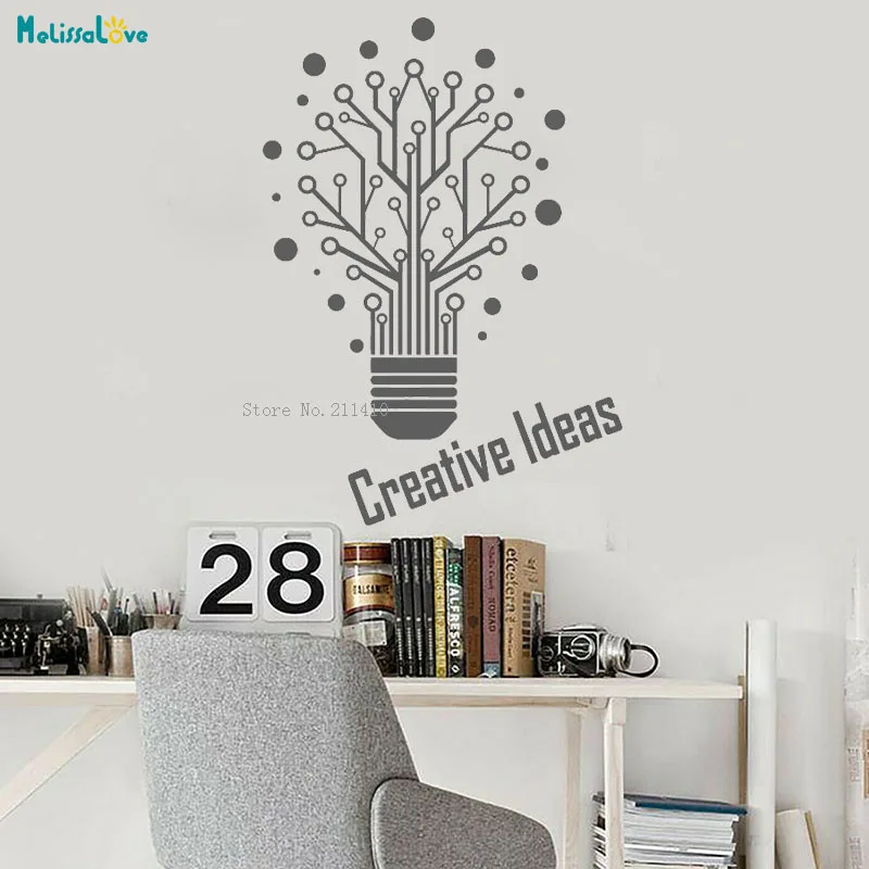 Виниловая настенная наклейка с лампочками креативные идеи слова логотип Офисная
