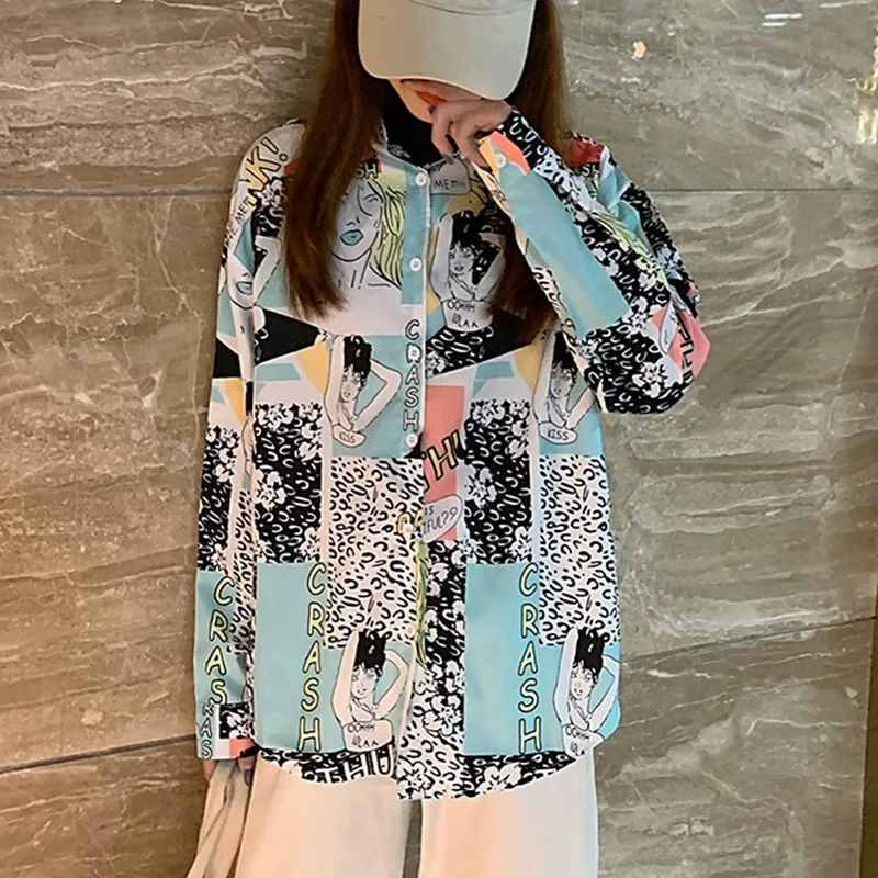 Блузка женская Винтажная с длинным рукавом смешная Готическая рубашка в стиле