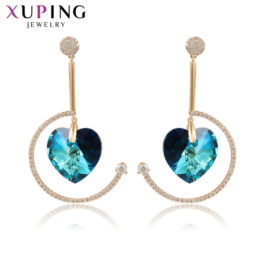 

Xuping Jewelry Fashion Heart Shape Dangle Crystal Earring for Women Popular Design Party Gift 20732
