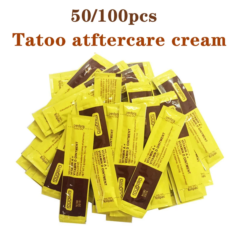 50/100pcs Tattoo Aftercare Cream Vitamin A D Ointment Anti Scar Healing Nourish Skin Repair Cream Microblading Fougera Body Art