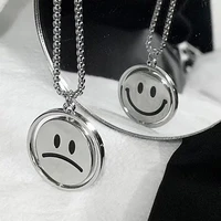 double face pendant necklace for women new fashion expression smiley necklaces men titanium steel hip hop jewelry friends gifts