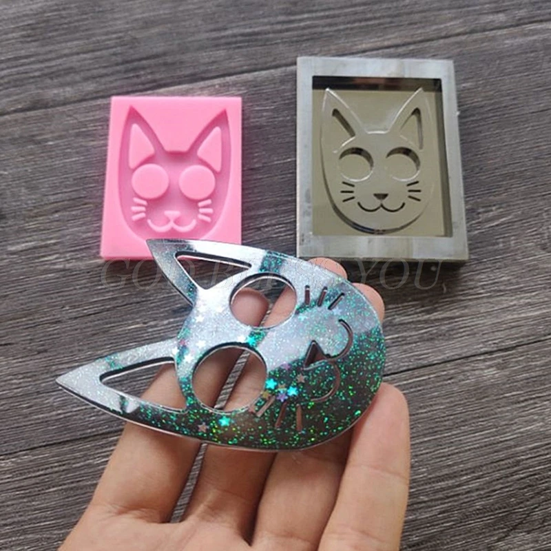 

DIY Super Glossy Self-defense Cat Keychain Pendant Casting Silicone Mould Clay Crafts Making Crystal Epoxy Resin Mold