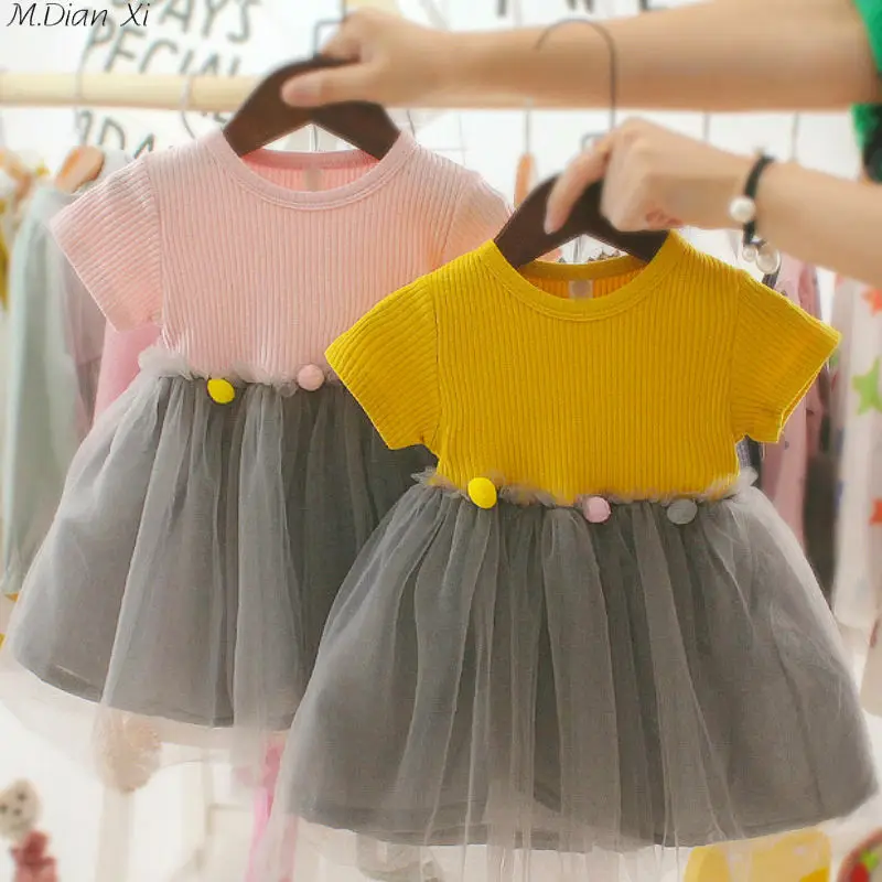 Милое платье принцессы с короткими рукавами для маленьких девочек Вечерние