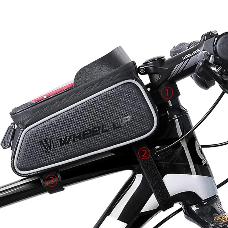 wheel up bicycle bag waterproof top front tube frame touch screen cycling bag mtb road 6 5 phone case bike accessories free global shipping