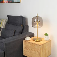 nordic gray glass table lamps led modern living bedroom bedside indoor desk decor lighting creative mininalist luminaire lights