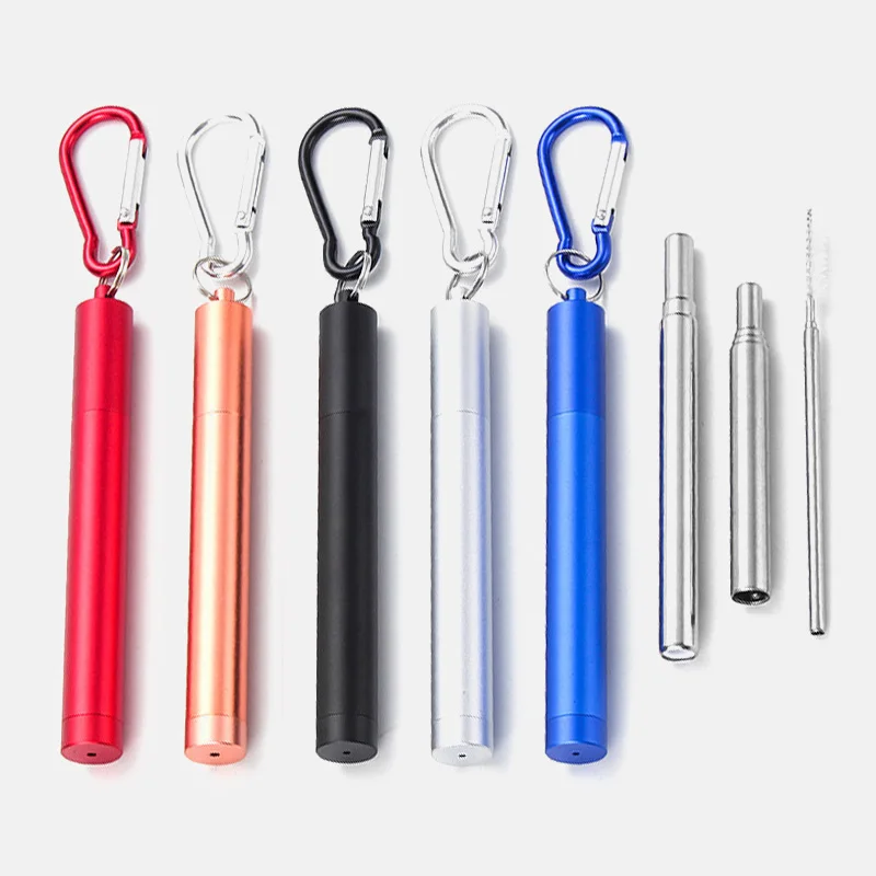 18/10 портативная соломинка многоразовая телескопическая для питья путешествий