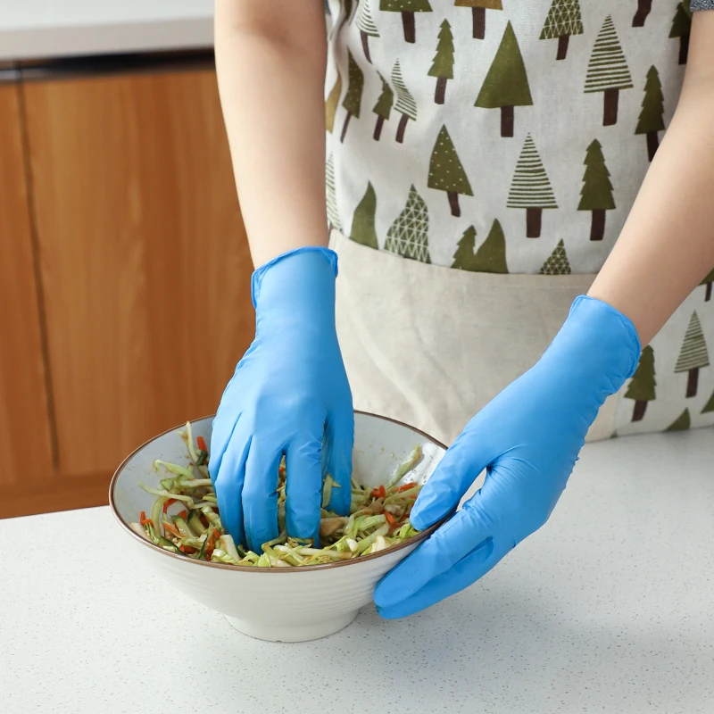 Disposable Food Grade Nitrile Gloves 100pcs Powder Free Waterproof For Kitchen Household Cleaning Laboratory Garden Work Safety | Дом и сад