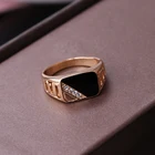 Мужское кольцо Стразы, новая мода, Размер 7-12, классические золотистые мужские кольца на палец с черной эмалью, ювелирные изделия в подарок