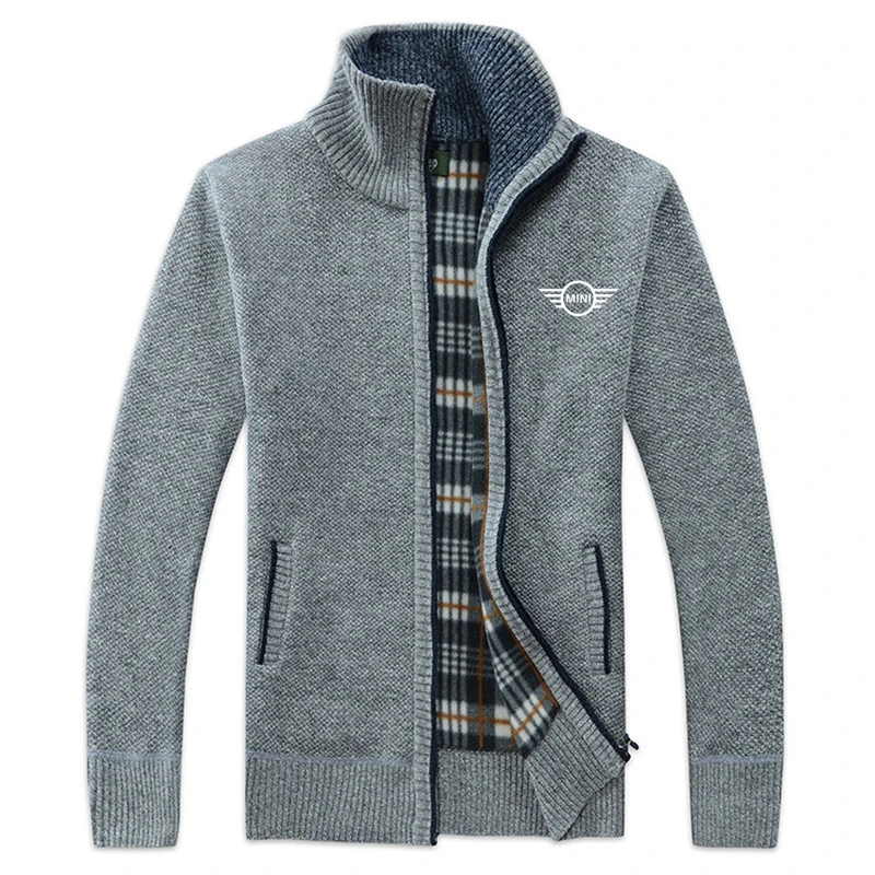 

Men's MINI car logo trendy brand lapel business casual cardigan sweater men's simple fashion brand slim knit sweater jacket men