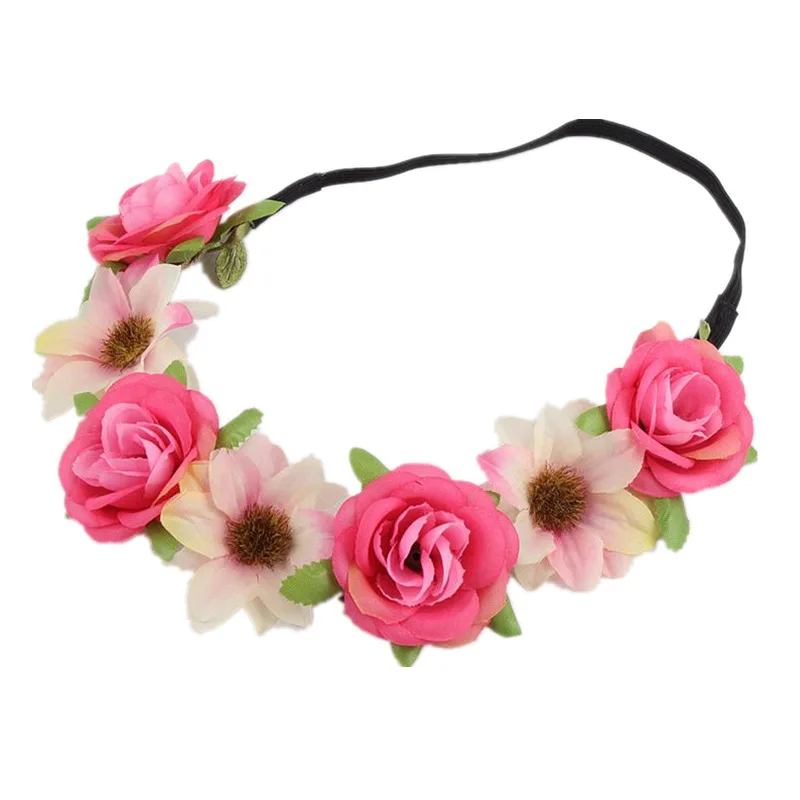 Rose flower headband small fresh photo accessories Bohemian seaside holiday wreath headdress