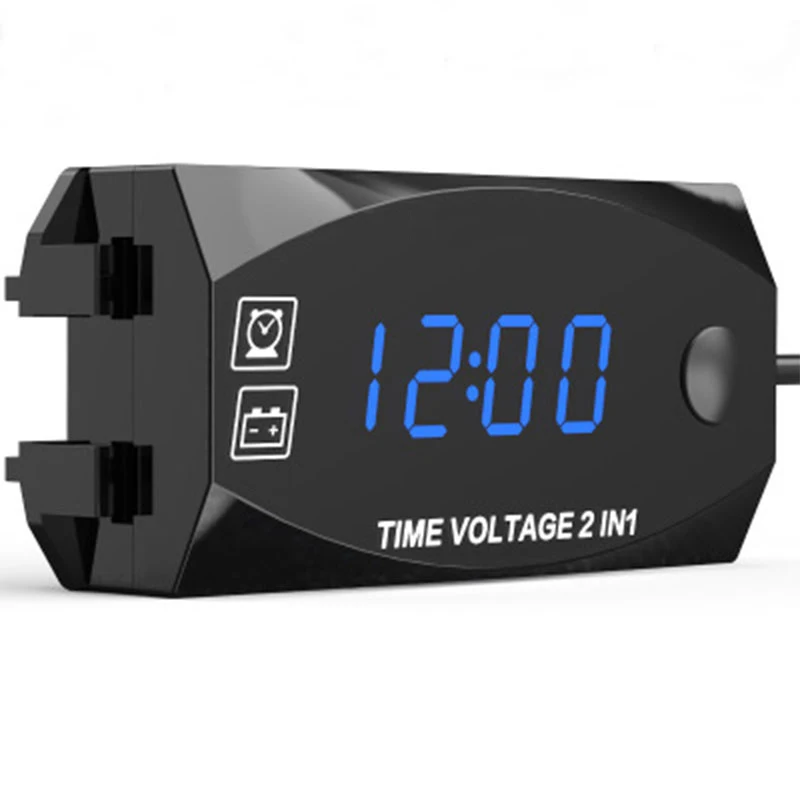 2-in-1 Voltmeter For Motorcycle Electric Vehicle Time Clock Multi-function With Digital Display | Автомобили и мотоциклы