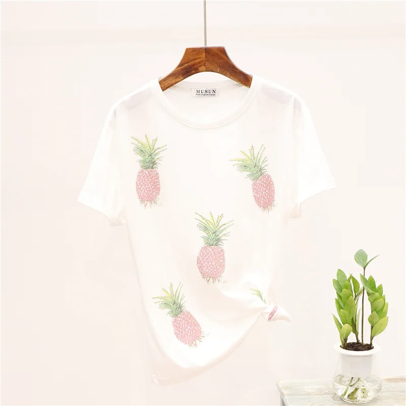Женский спортивный комплект из 2 предметов футболка с принтом ананаса и