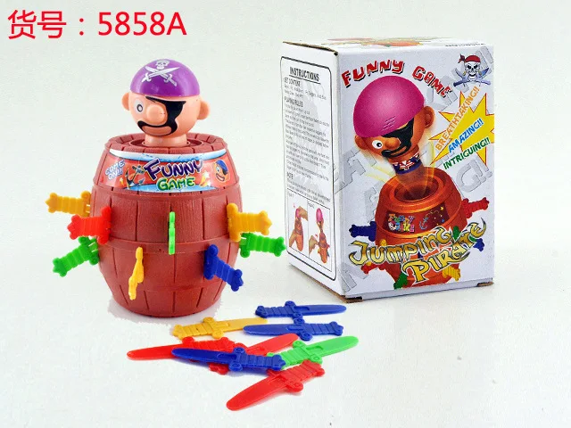 

Novelty toy pirate decompression whole maggot pirate bucket, bucket, sword insertion game crisis bucket