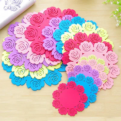 Diameter 9.5cm Силиконовые подставки Rose Fower, настольные коврики, термостойкие коврики, подстаканник, кухонная салфетка-подставка, инструменты, разные цвета - Цвет: Diameter 9.5cm