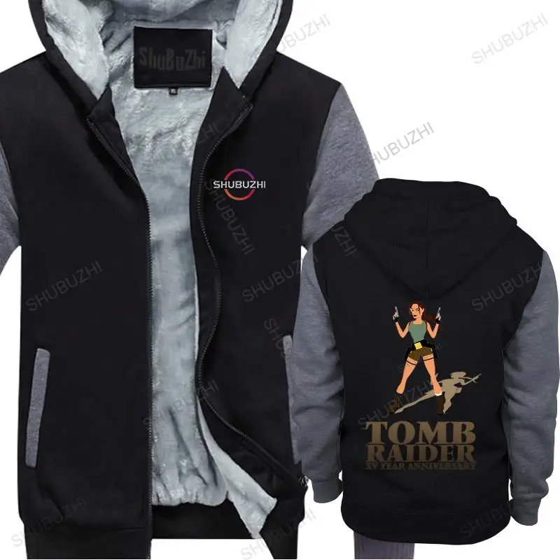 

Game Tomb Raider XV Anniversary hoodies Men Lara Croft Cartoon Printed thick hoodies Movie Rise of The Tomb Raider Top